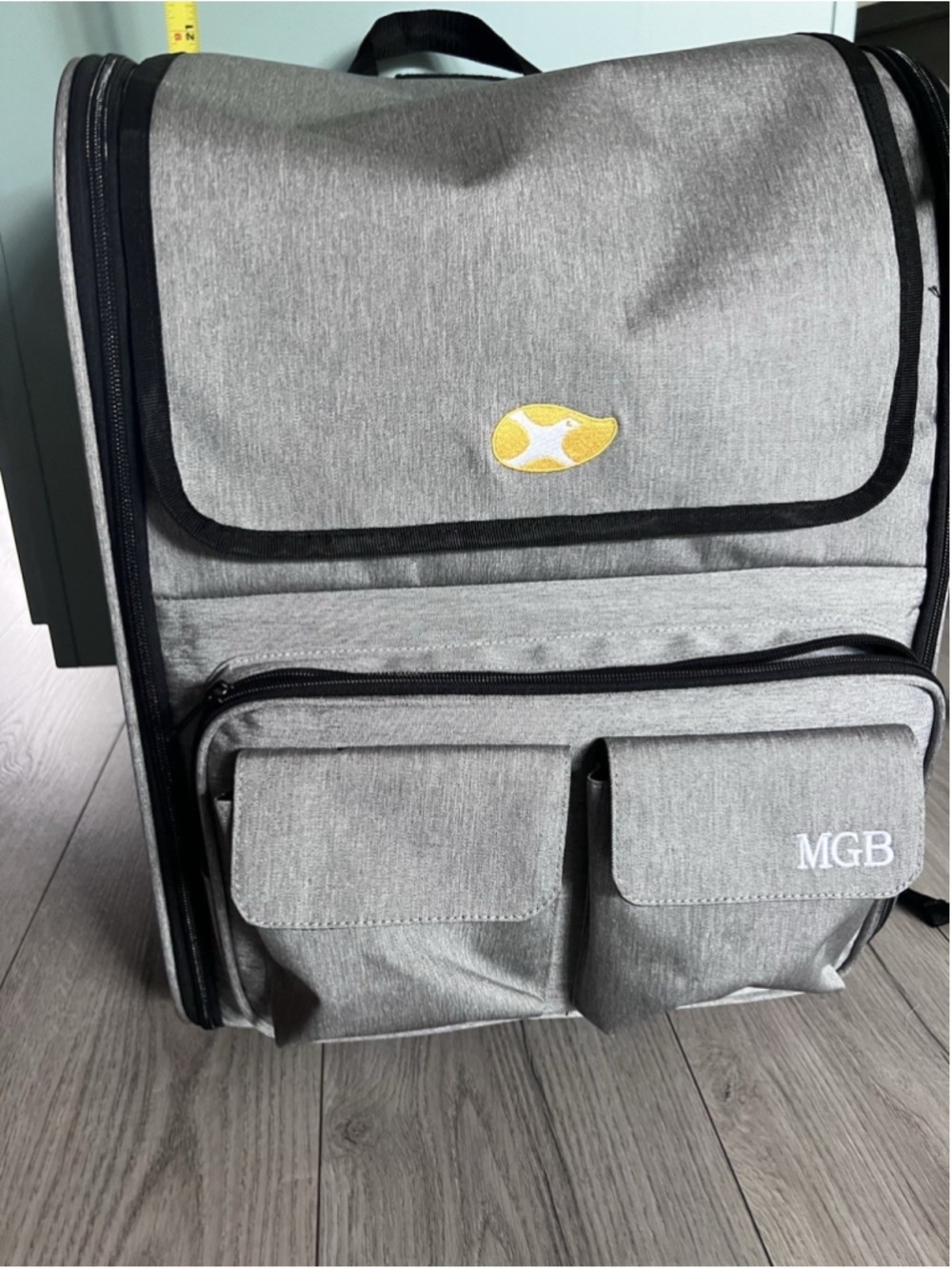 Rolling Pet Carrier Backpack With Wheels Foldable Dog Cat Travel Bag Gray Large - Picture 2 of 11